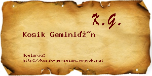 Kosik Geminián névjegykártya